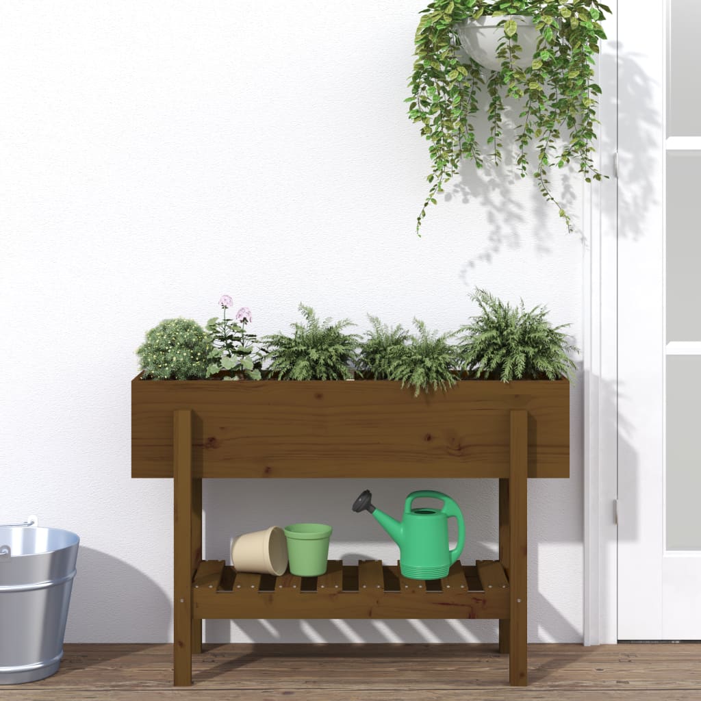 Fioriera Rialzata da Giardino Ambra 101x30x69 cm Massello Pino