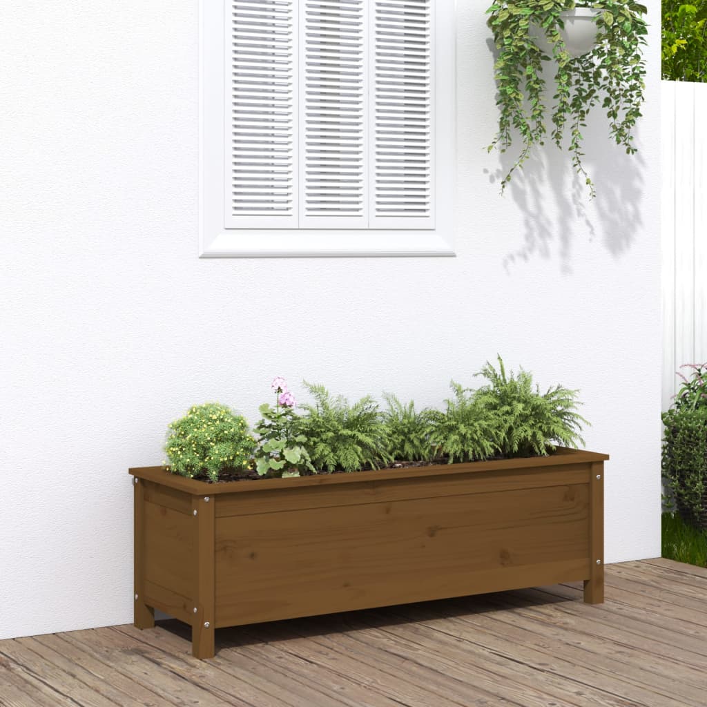 Fioriera Rialzata da Giardino Ambra 119,5x40x39cm Massello Pino