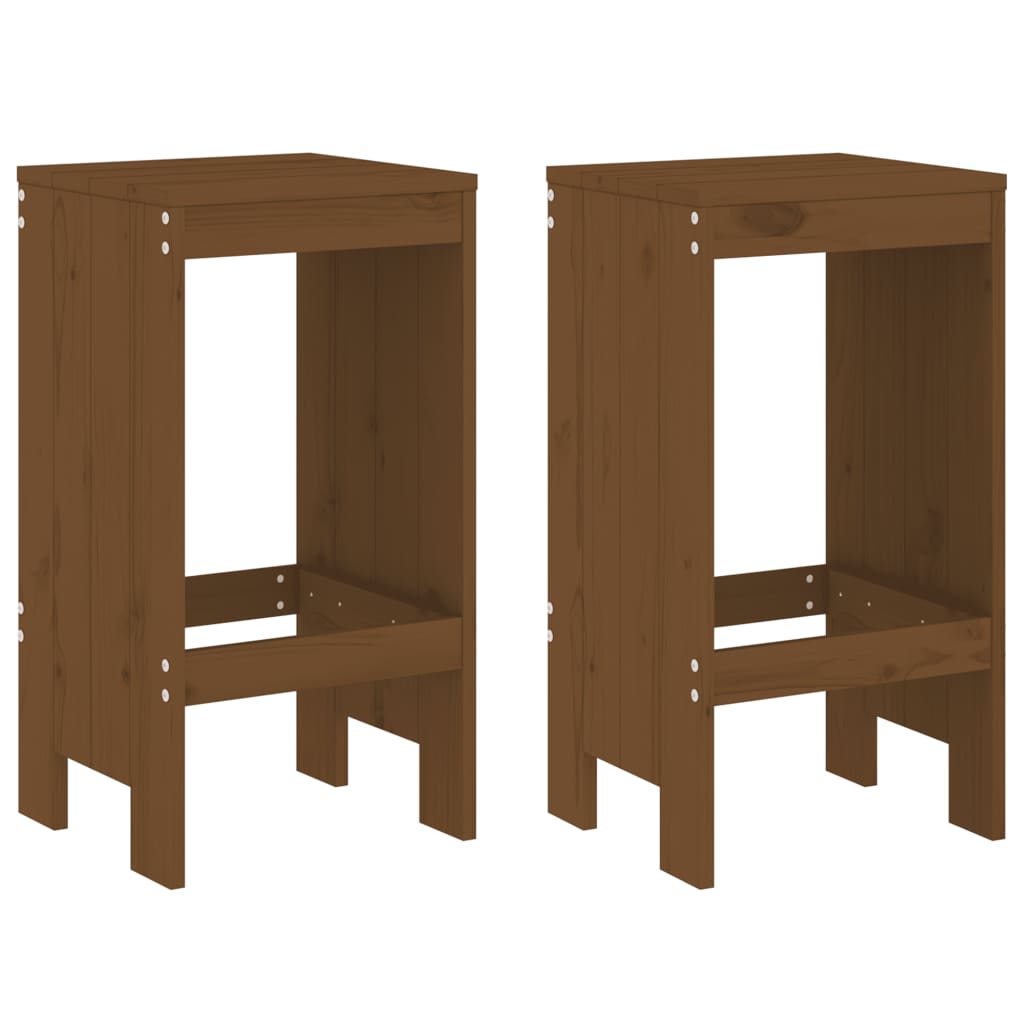 Sgabelli Bar 2pz Marrone Ambra 40x36x75cm Legno Massello Pino