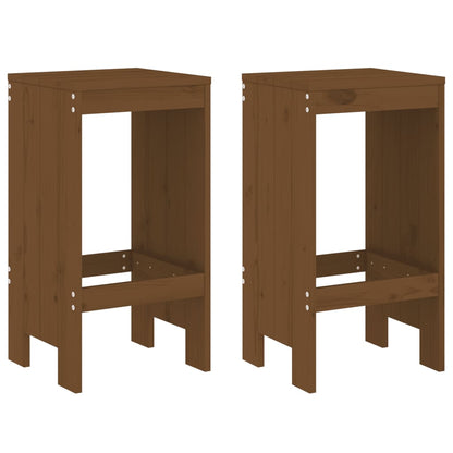 Sgabelli Bar 2pz Marrone Ambra 40x36x75cm Legno Massello Pino