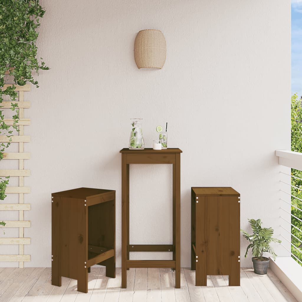 Sgabelli Bar 2pz Marrone Ambra 40x36x75cm Legno Massello Pino