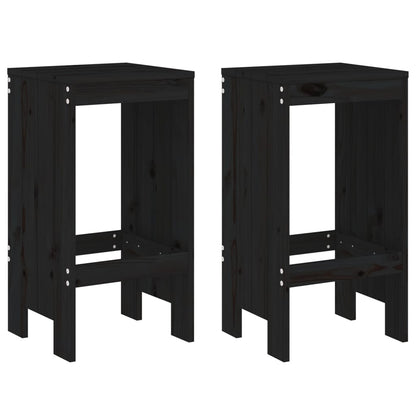 Sgabelli da Bar 2pz Neri 40x36x75 cm in Legno Massello di Pino