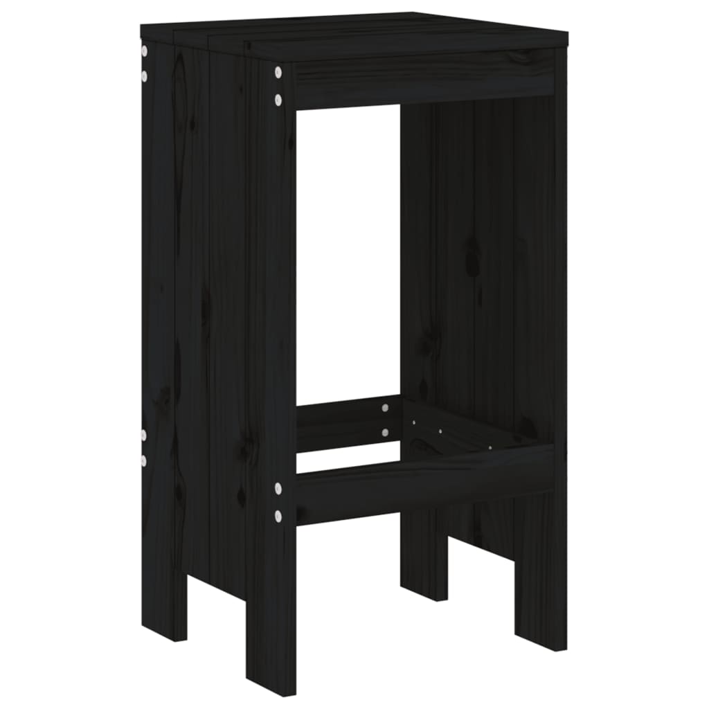 Sgabelli da Bar 2pz Neri 40x36x75 cm in Legno Massello di Pino