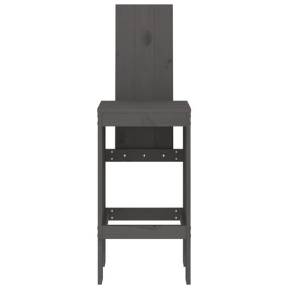 Sgabelli da Bar 2pz Grigi 40x42x120 cm Legno Massello Pino