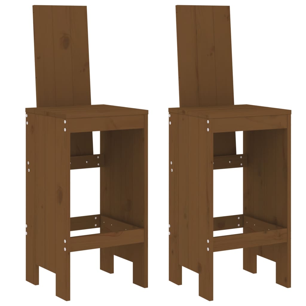Sgabelli 2 pz Marrone Ambra 40x42x120 cm Legno Massello di Pino