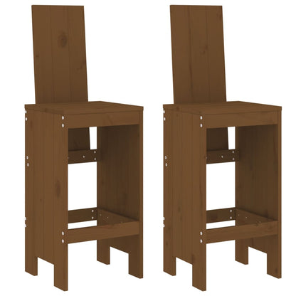 Sgabelli 2 pz Marrone Ambra 40x42x120 cm Legno Massello di Pino