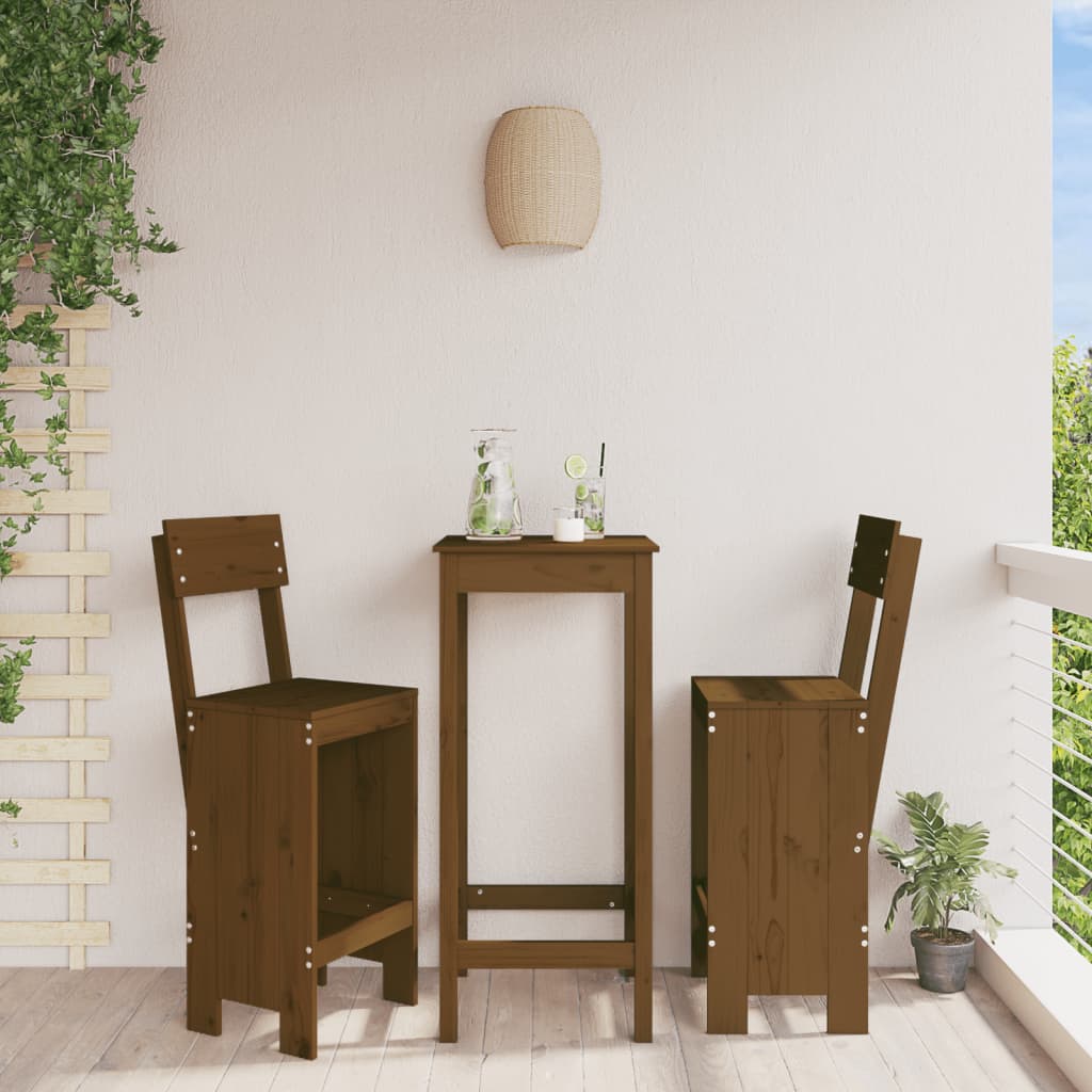 Sgabelli da Bar 2pz ambra 40x48,5x115,5 cm Legno Massello Pino
