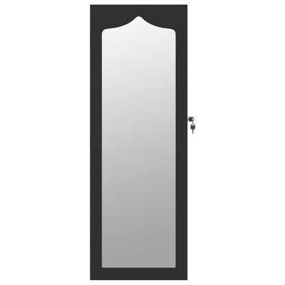 Armadio Portagioie con Specchio a Muro Nero 37,5x10x106 cm