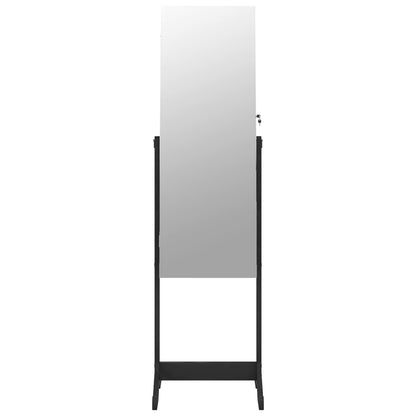 Armadio Portagioie Specchio Autoportante Nero 42x38x152 cm