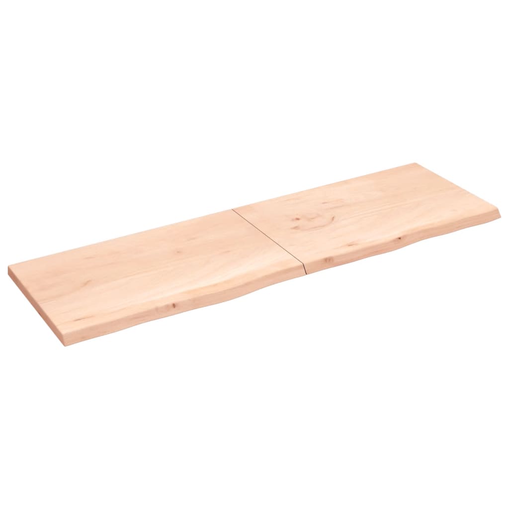Ripiano a Parete 200x60x(2-4) cm Massello Rovere Non Trattato