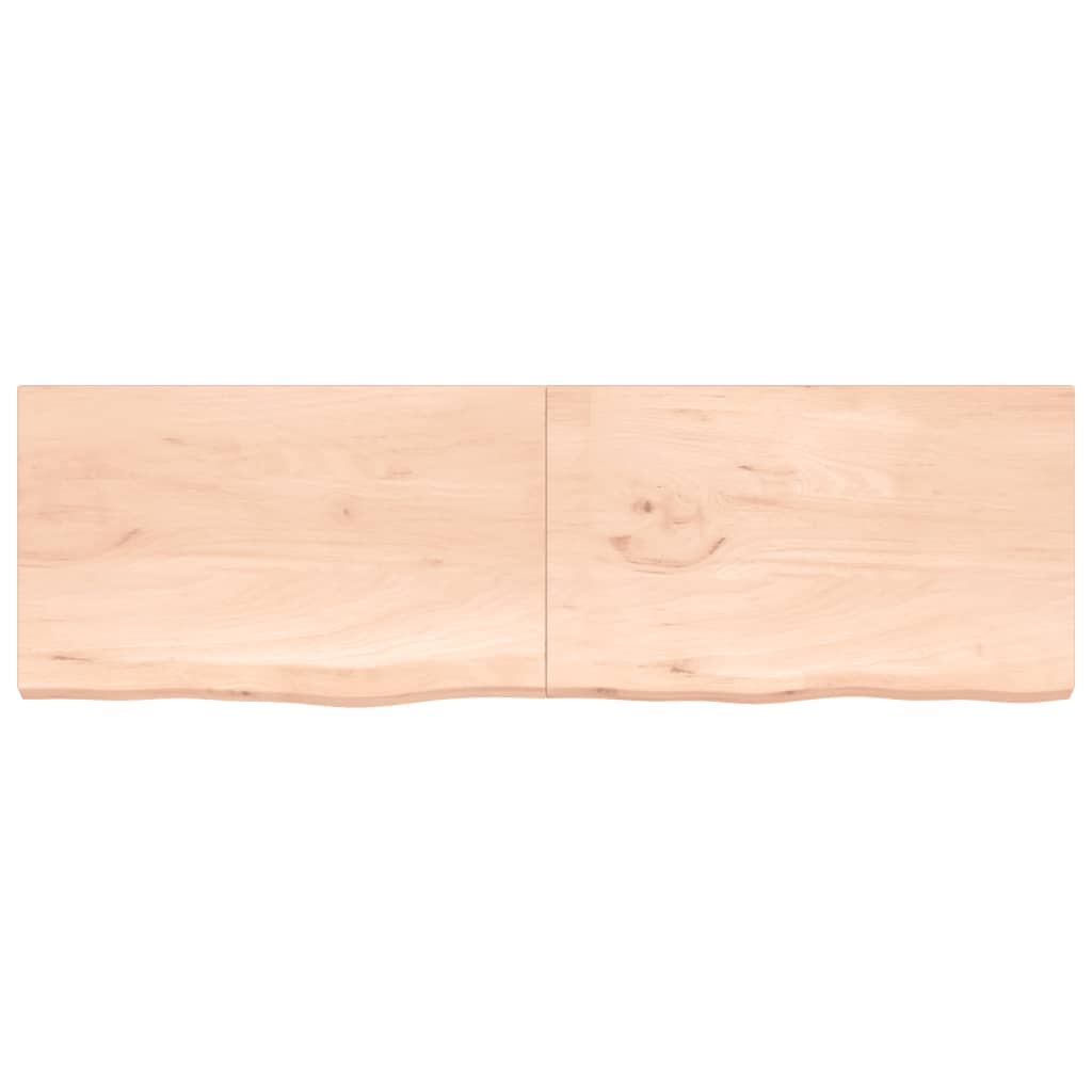 Ripiano a Parete 200x60x(2-4) cm Massello Rovere Non Trattato