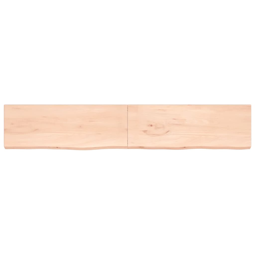 Ripiano a Parete 220x40x(2-4) cm Massello Rovere Non Trattato