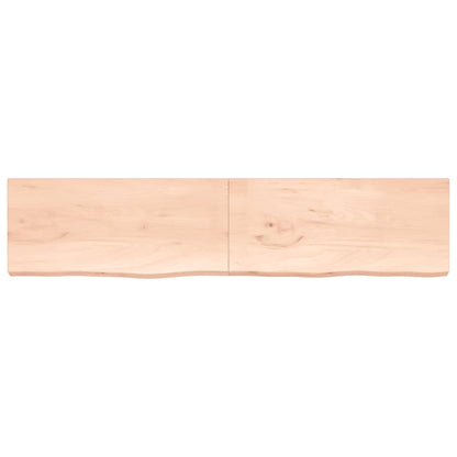 Ripiano a Parete 220x50x(2-6) cm Massello Rovere Non Trattato