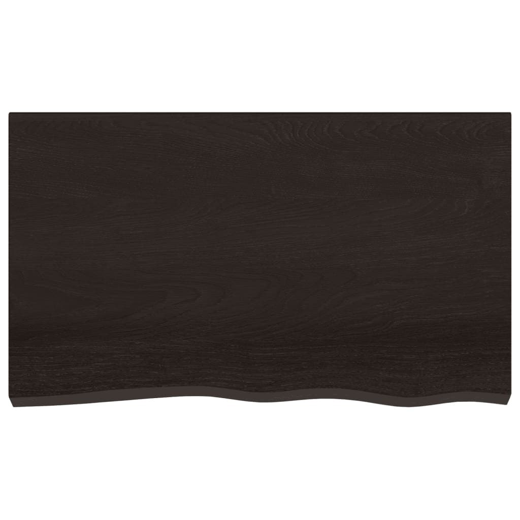 Ripiano Muro Marrone Scuro 100x60x2 cm Massello Rovere Trattato