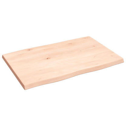 Piano per Tavolo 60x40x2 cm in Rovere Non Trattato Bordi Vivi