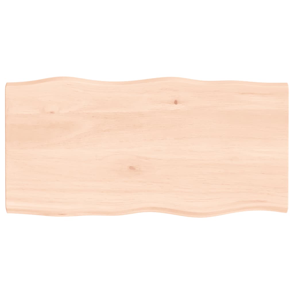 Piano per Tavolo 80x40x2 cm in Rovere Non Trattato Bordi Vivi