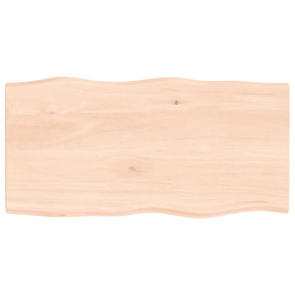 Piano per Tavolo 80x40x2 cm in Rovere Non Trattato Bordi Vivi