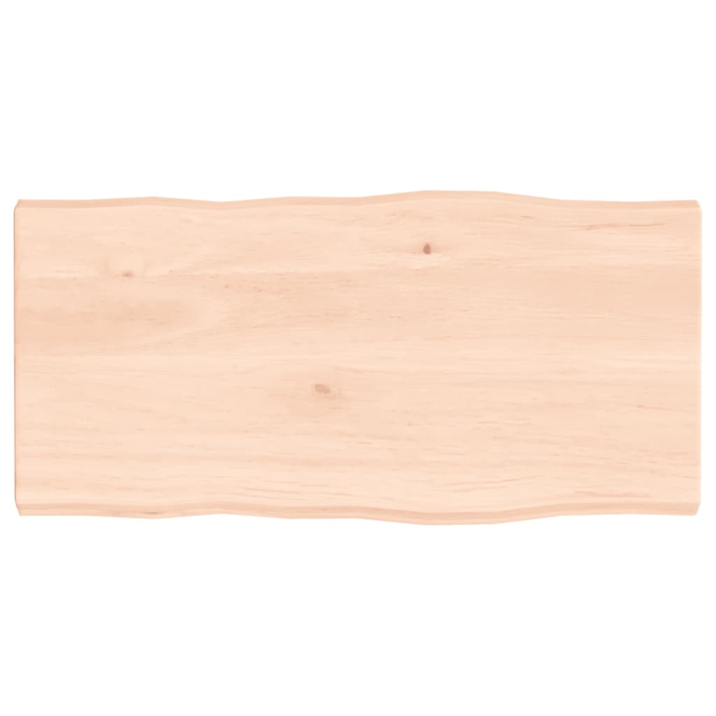 Piano per Tavolo 80x40x(2-4) cm Rovere Non Trattato Bordi Vivi