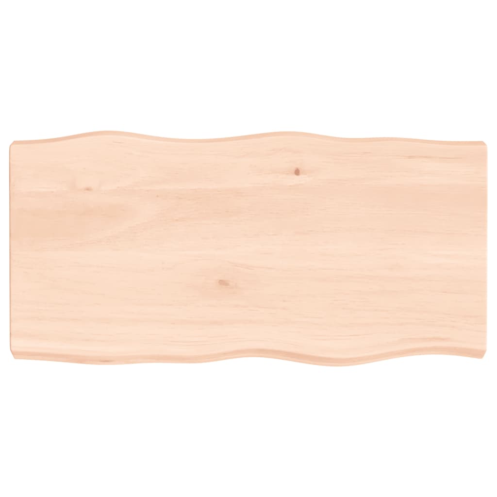 Piano per Tavolo 80x40x(2-6) cm Rovere Non Trattato Bordi Vivi
