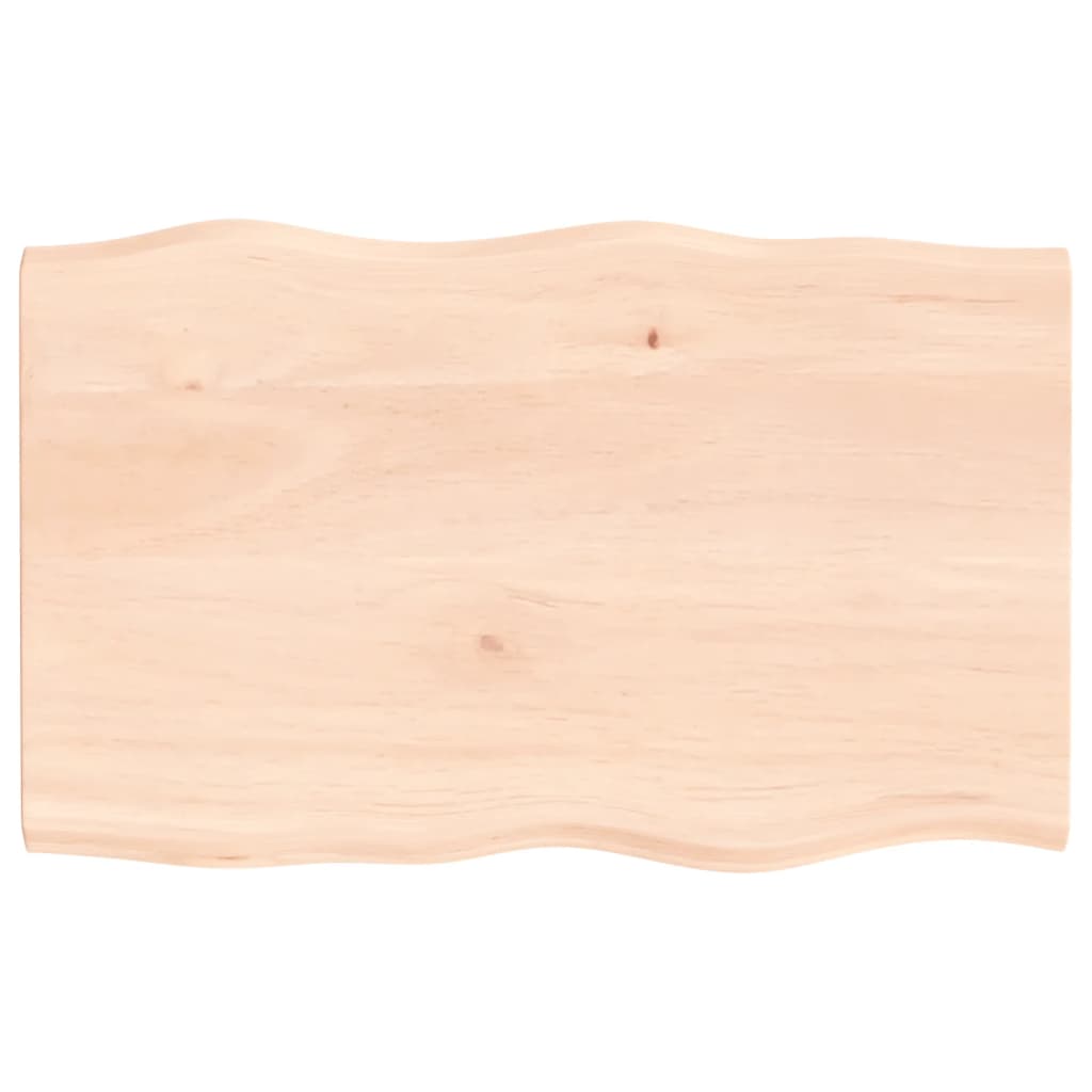 Piano per Tavolo 80x50x2 cm in Rovere Non Trattato Bordi Vivi