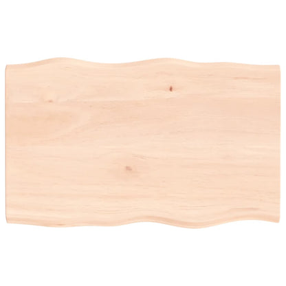 Piano per Tavolo 80x50x2 cm in Rovere Non Trattato Bordi Vivi