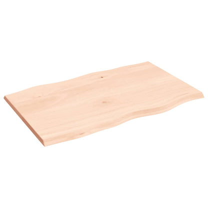 Piano per Tavolo 80x50x2 cm in Rovere Non Trattato Bordi Vivi
