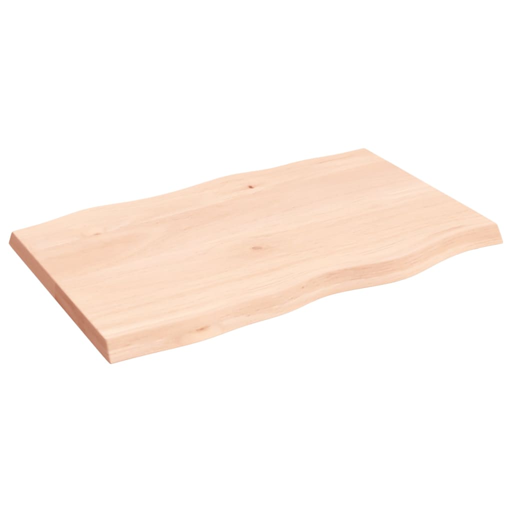 Piano per Tavolo 80x50x(2-4) cm Rovere Non Trattato Bordi Vivi