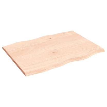 Piano per Tavolo 80x60x2 cm in Rovere Non Trattato Bordi Vivi
