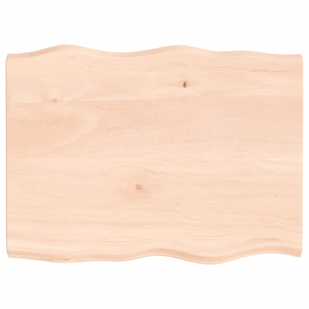 Piano per Tavolo 80x60x(2-4) cm Rovere Non Trattato Bordi Vivi