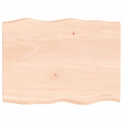 Piano per Tavolo 80x60x(2-4) cm Rovere Non Trattato Bordi Vivi
