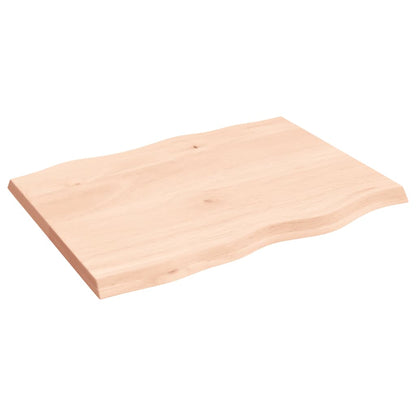 Piano per Tavolo 80x60x(2-4) cm Rovere Non Trattato Bordi Vivi