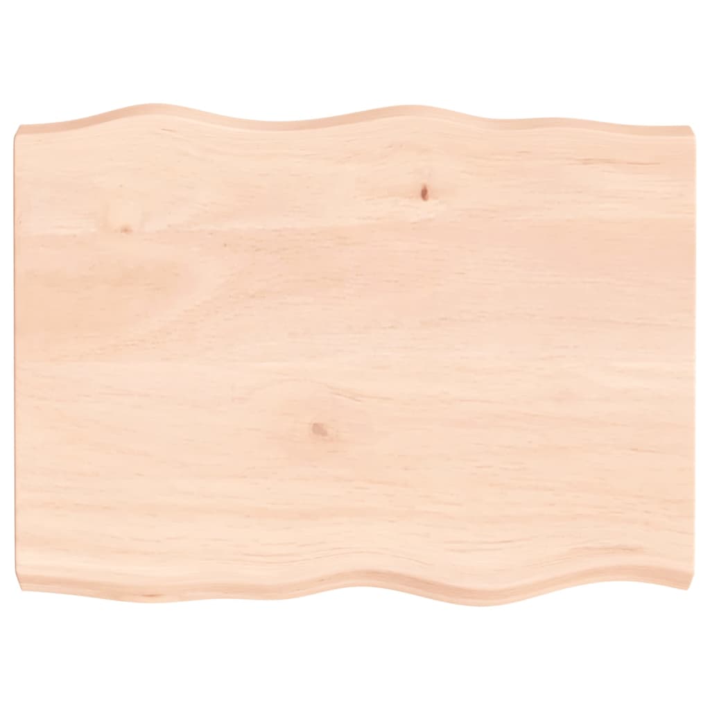 Piano per Tavolo 80x60x(2-6) cm Rovere Non Trattato Bordi Vivi