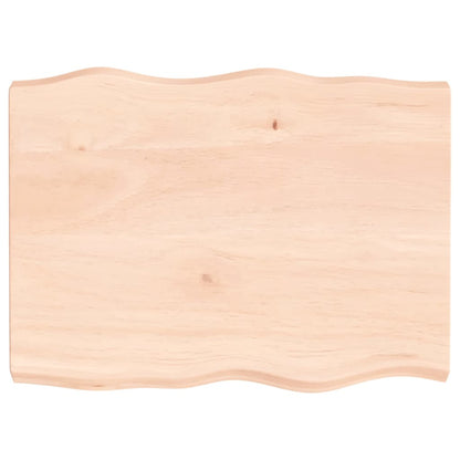 Piano per Tavolo 80x60x(2-6) cm Rovere Non Trattato Bordi Vivi