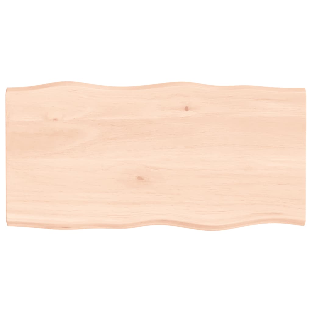 Piano per Tavolo 100x50x2 cm in Rovere Non Trattato Bordi Vivi
