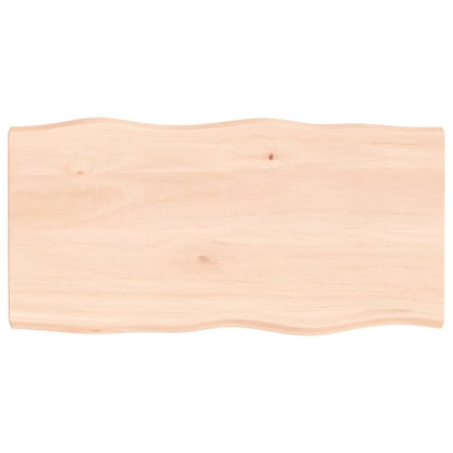 Piano per Tavolo 100x50x(2-4) cm Rovere Non Trattato Bordi Vivi
