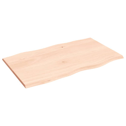 Piano per Tavolo 100x60x2 cm in Rovere Non Trattato Bordi Vivi
