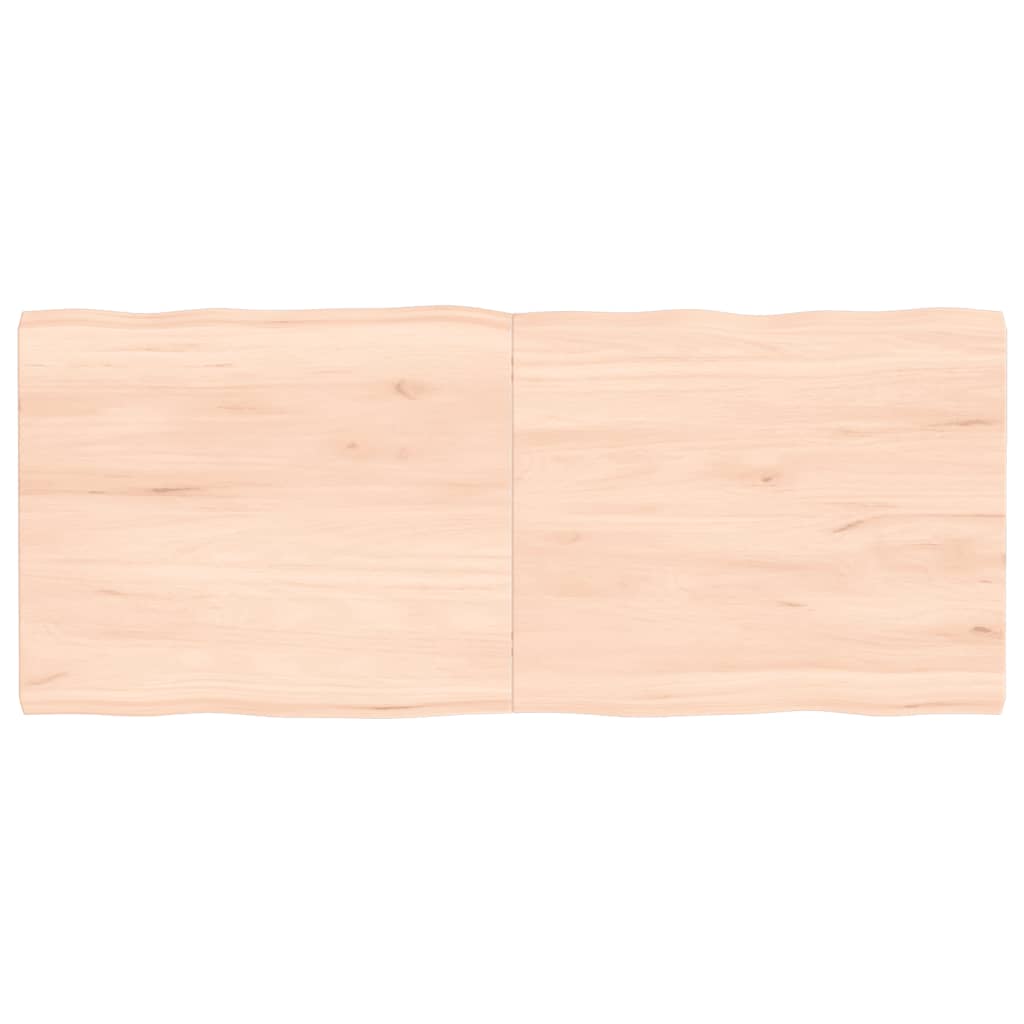 Piano per Tavolo 120x50x(2-4) cm Rovere Non Trattato Bordi Vivi