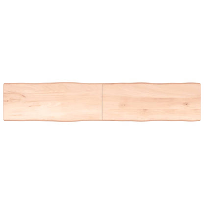 Piano per Tavolo 200x40x(2-4) cm Rovere Non Trattato Bordi Vivi