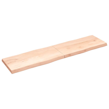 Piano per Tavolo 200x50x(2-6) cm Rovere Non Trattato Bordi Vivi