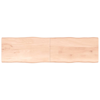 Piano per Tavolo 220x60x(2-4) cm Rovere Non Trattato Bordi Vivi
