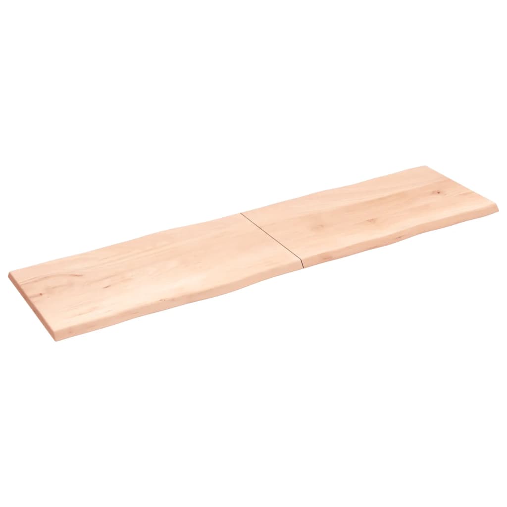 Piano per Tavolo 220x60x(2-4) cm Rovere Non Trattato Bordi Vivi