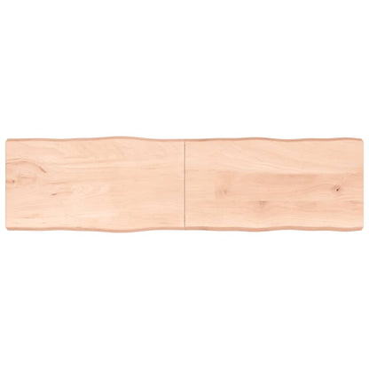 Piano per Tavolo 220x60x(2-6) cm Rovere Non Trattato Bordi Vivi