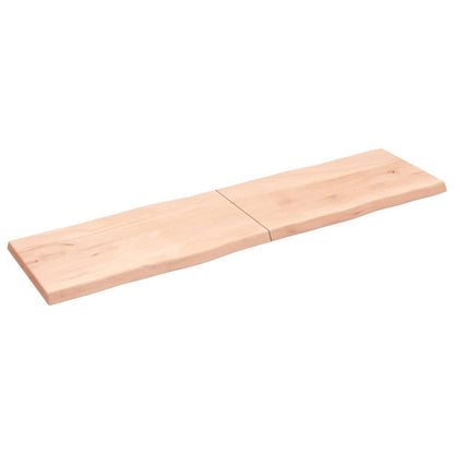 Piano per Tavolo 220x60x(2-6) cm Rovere Non Trattato Bordi Vivi
