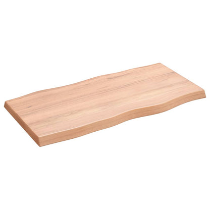 Piano Tavolo Marrone Chiaro 80x40x(2-4) cm Rovere Non Trattato