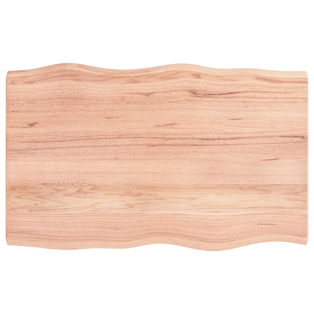 Piano Tavolo Marrone Chiaro 80x50x(2-4) cm Rovere Non Trattato