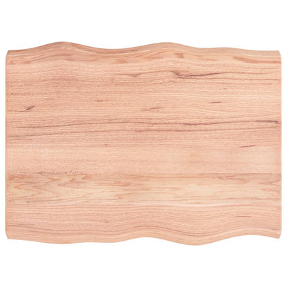 Piano Tavolo Marrone Chiaro 80x60x(2-6) cm Rovere Non Trattato