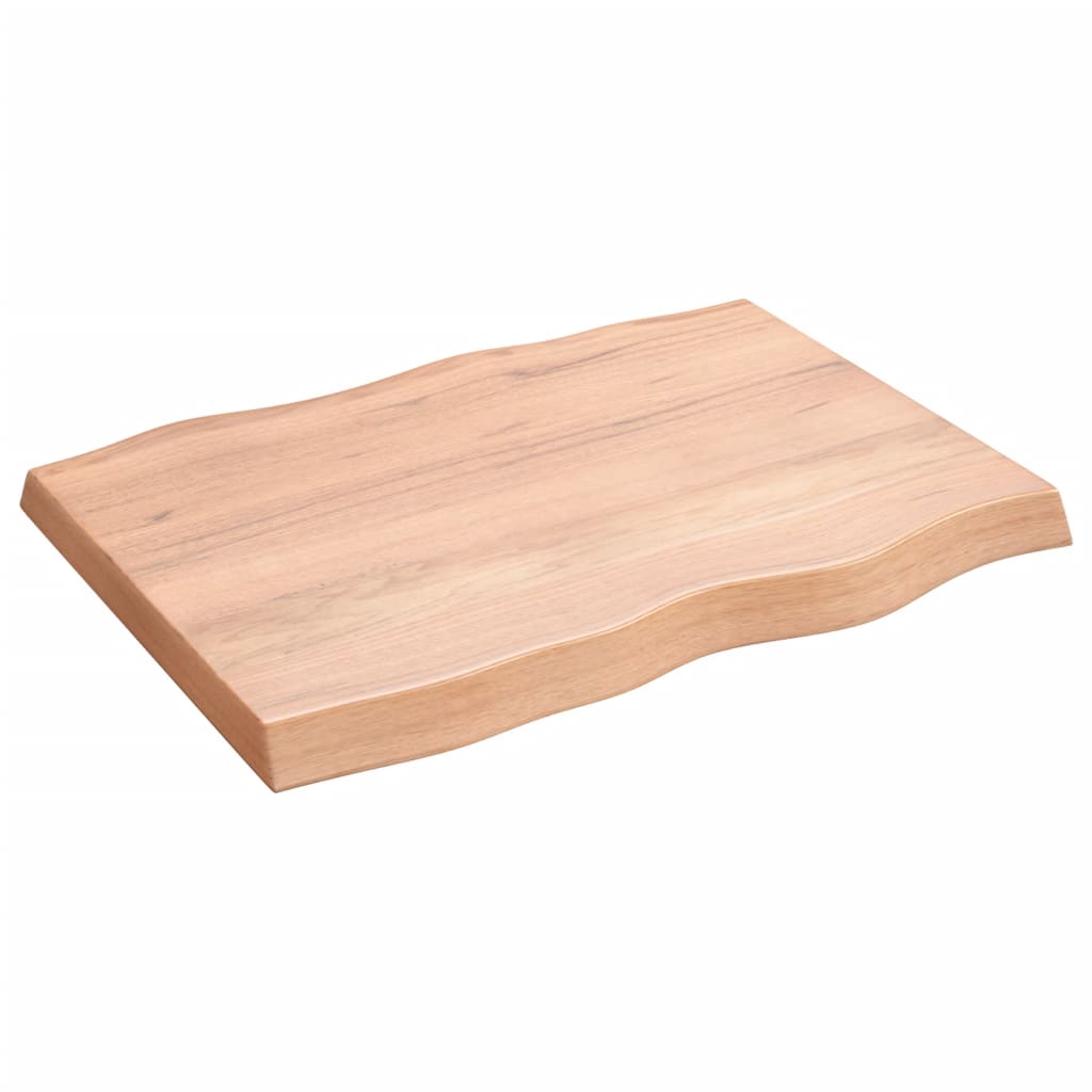 Piano Tavolo Marrone Chiaro 80x60x(2-6) cm Rovere Non Trattato