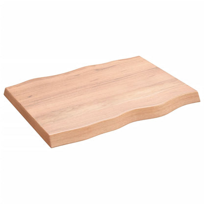 Piano Tavolo Marrone Chiaro 80x60x(2-6) cm Rovere Non Trattato