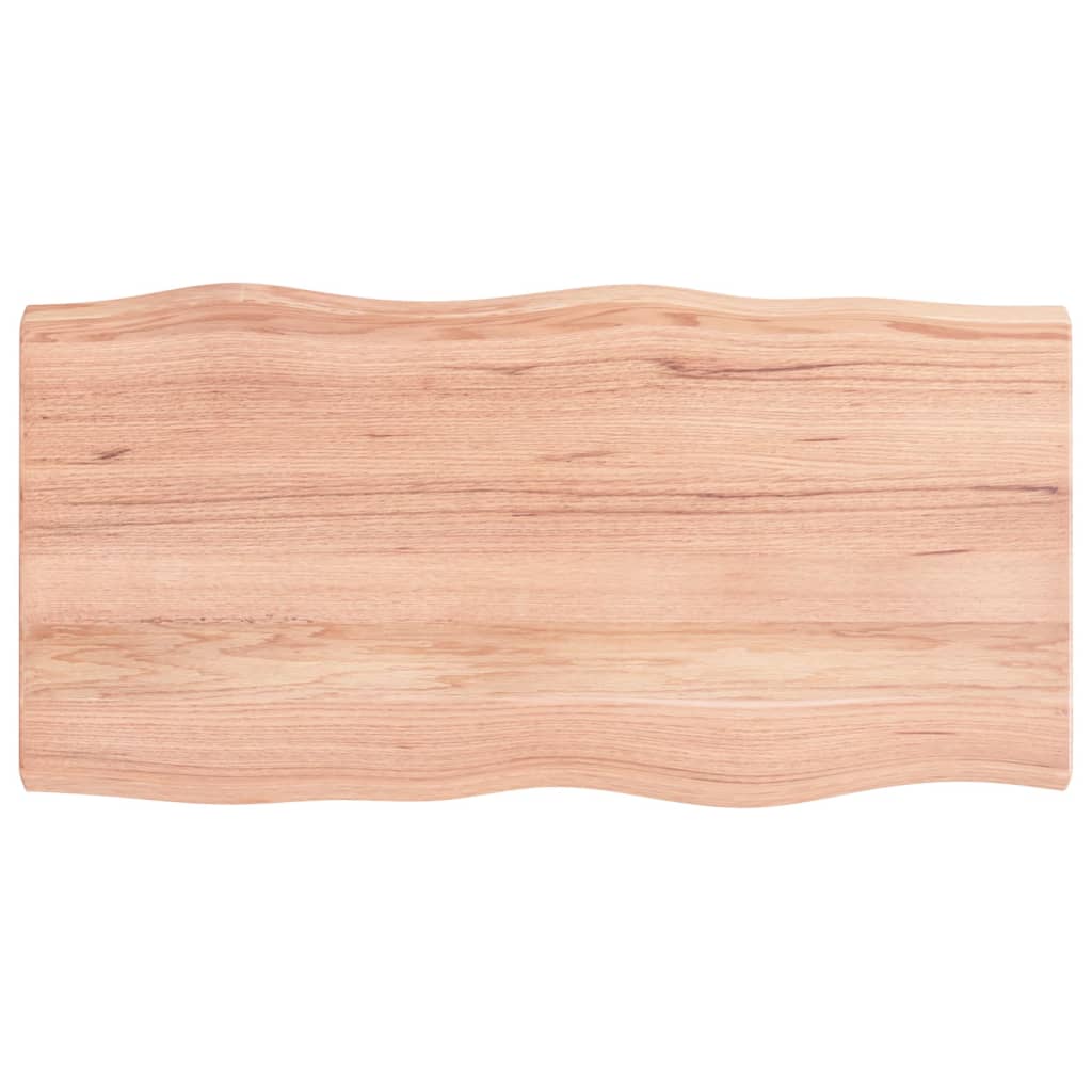 Piano Tavolo Marrone Chiaro 100x50x(2-6) cm Rovere Non Trattato