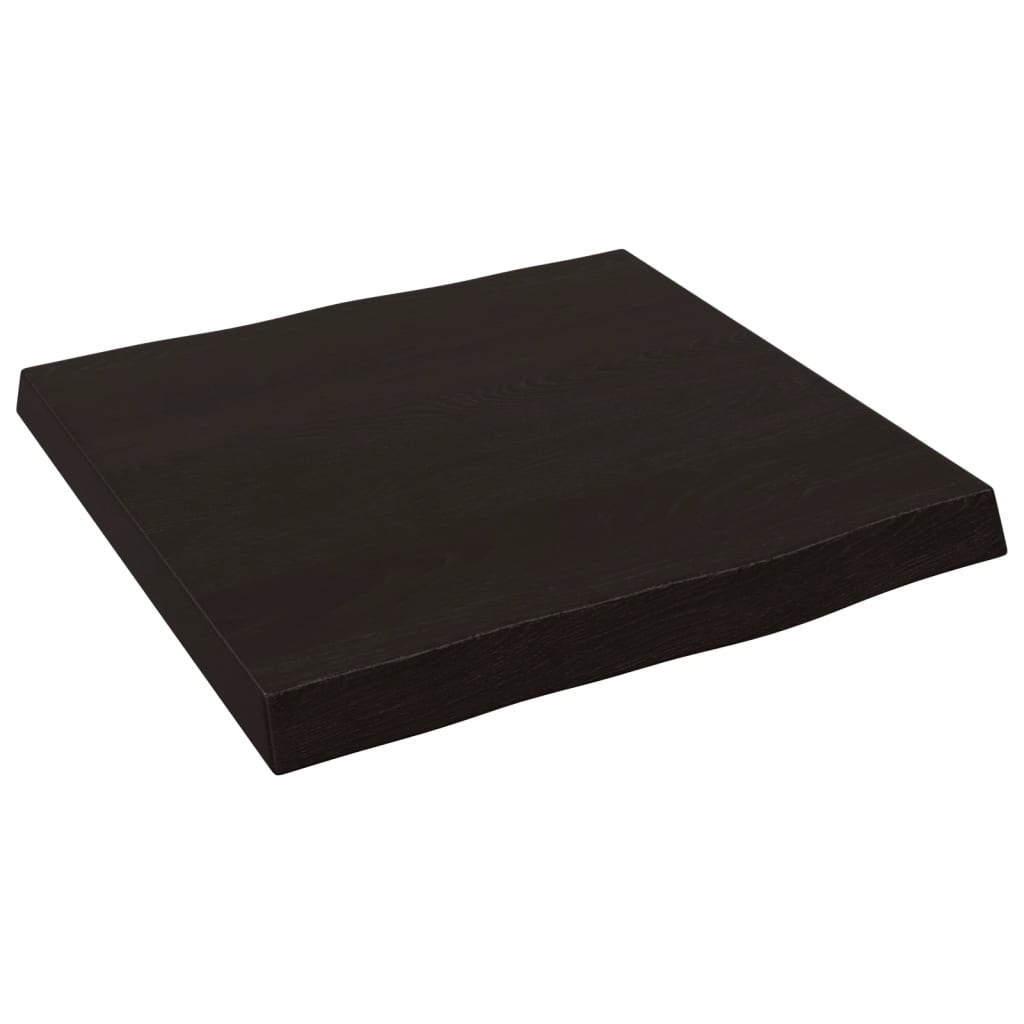Piano Tavolo Marrone Scuro 40x40x(2-4)cm in Rovere Non Trattato